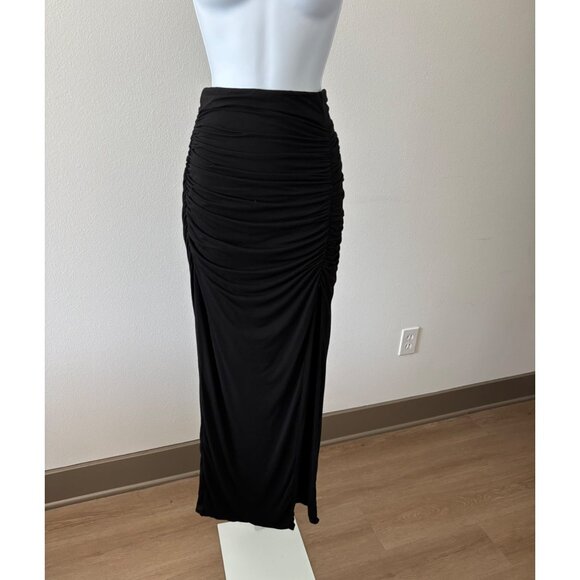 Klassy Network Skirt Medium BodyCon Ruched High Slit Festival Boho Glam Romantic - Picture 2 of 16